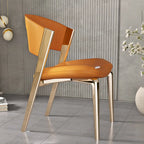 Chaise de salle à manger glamour moderne à dossier bas en similicuir