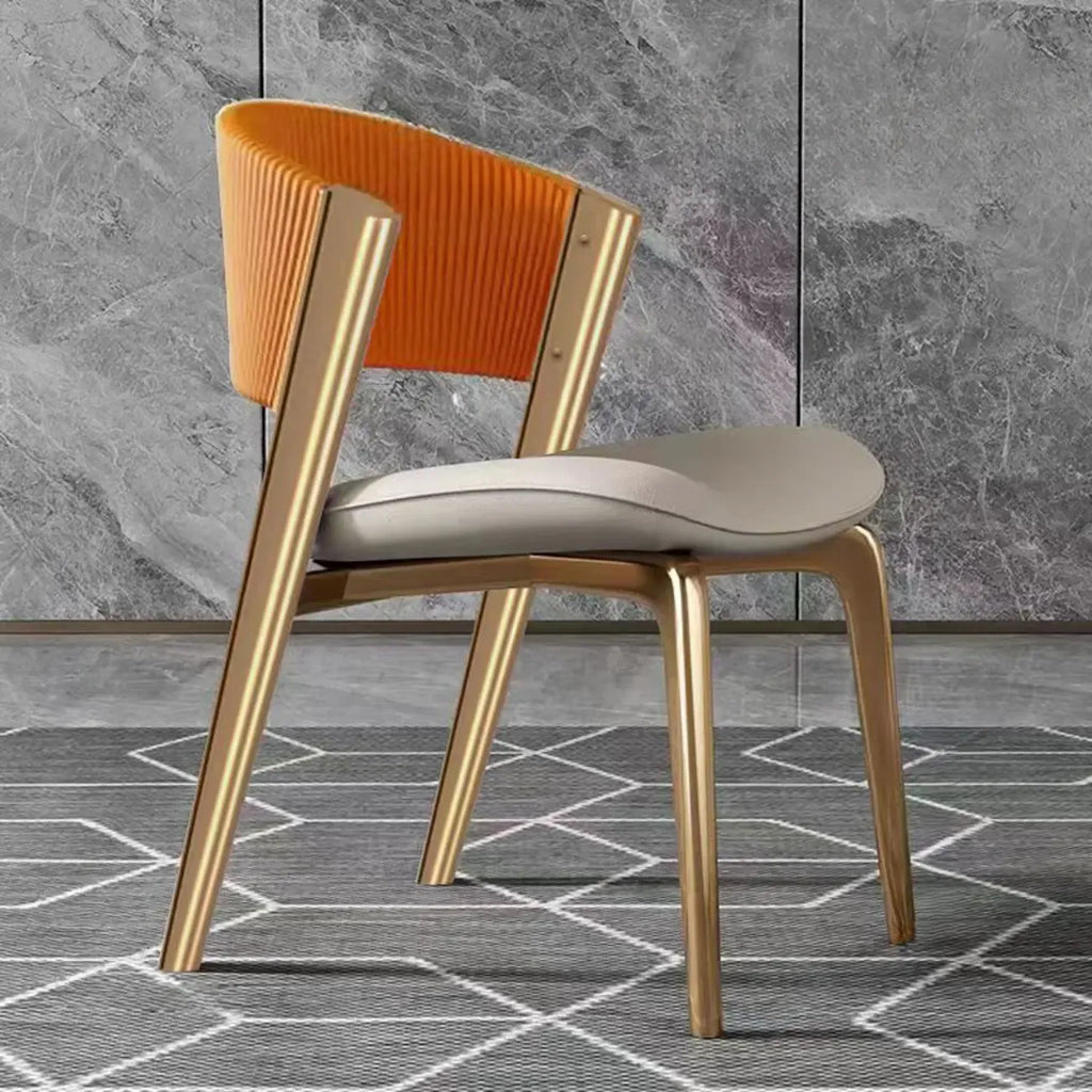 Chaise de salle à manger glamour moderne à dossier bas en similicuir