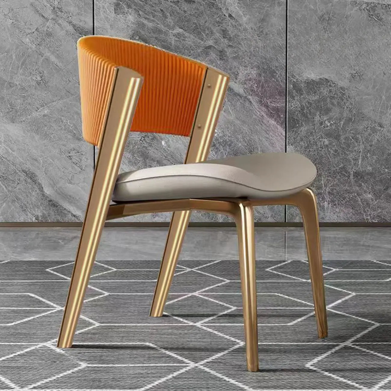 Chaise de salle à manger glamour moderne à dossier bas en similicuir