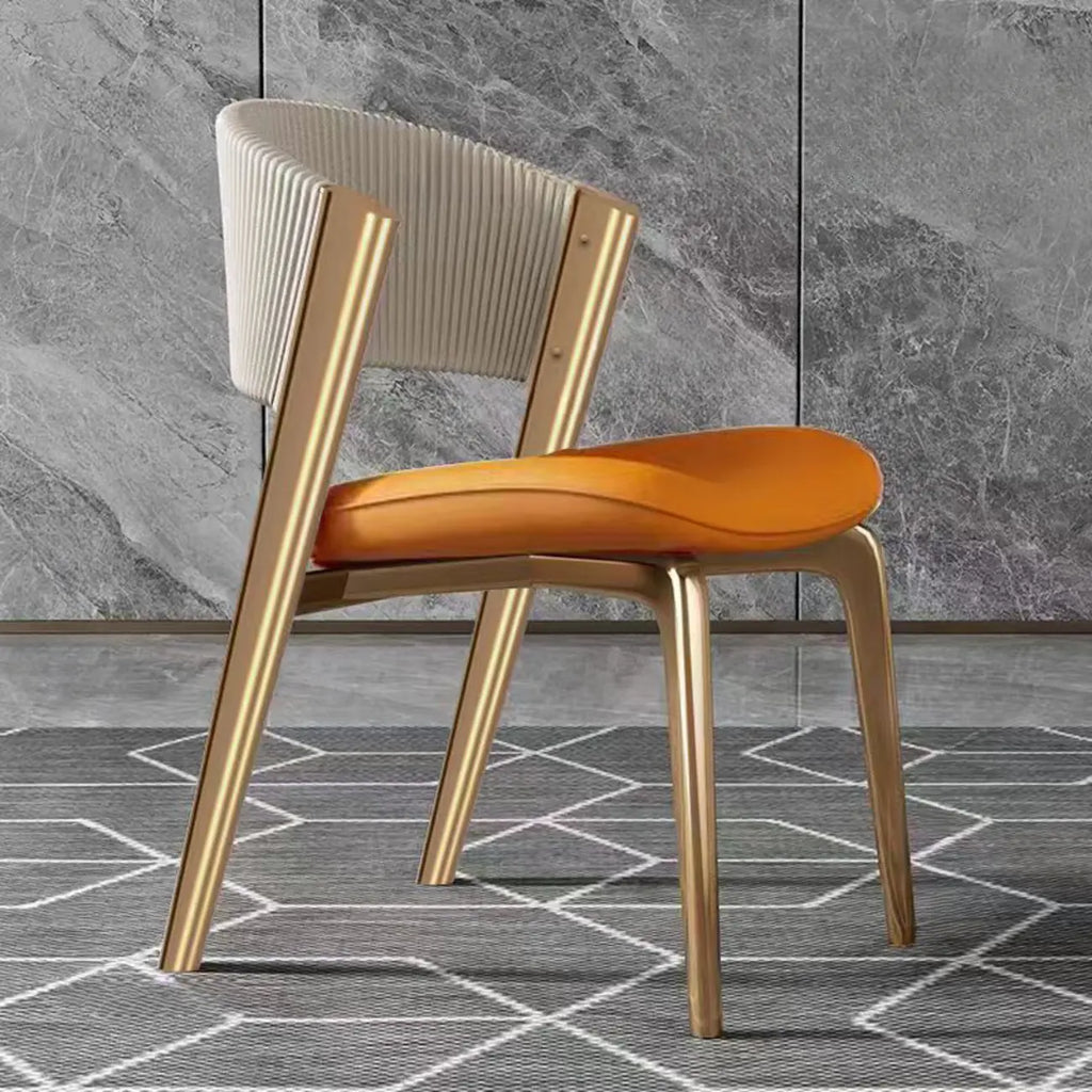 Chaise de salle à manger glamour moderne à dossier bas en similicuir