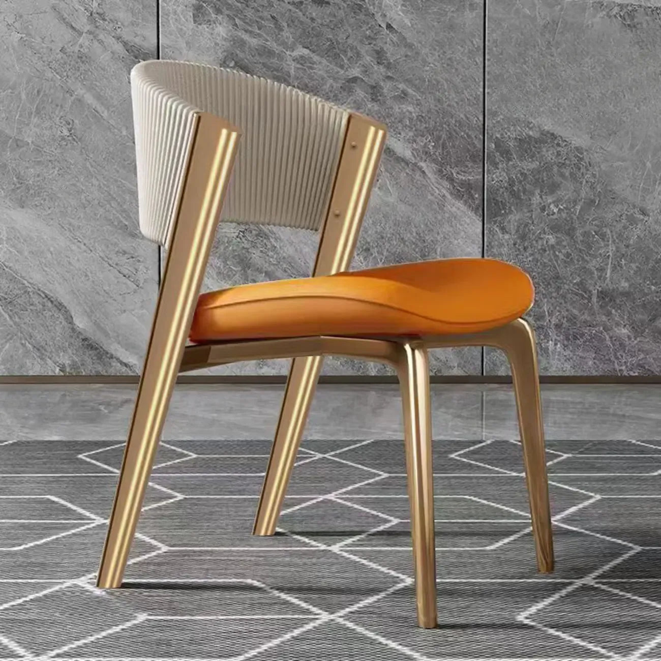 Chaise de salle à manger glamour moderne à dossier bas en similicuir