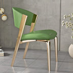 Chaise de salle à manger glamour moderne à dossier bas en similicuir