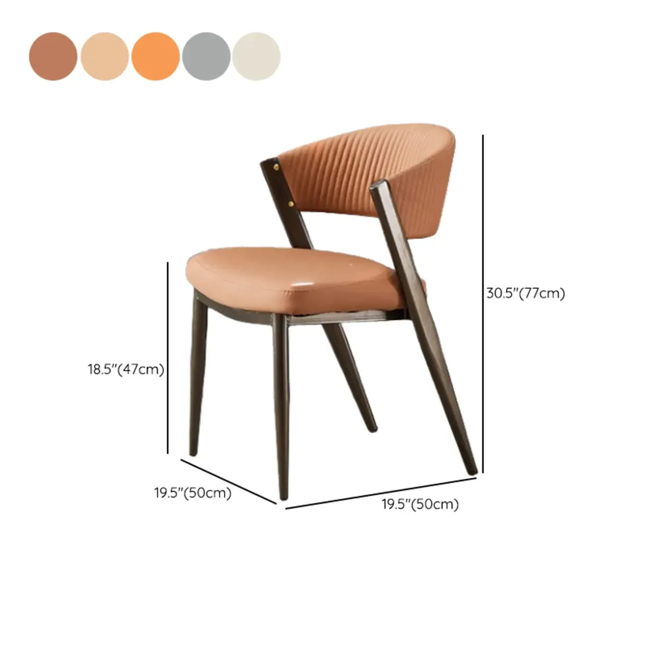 Chaise de salle à manger glamour moderne à dossier bas en similicuir