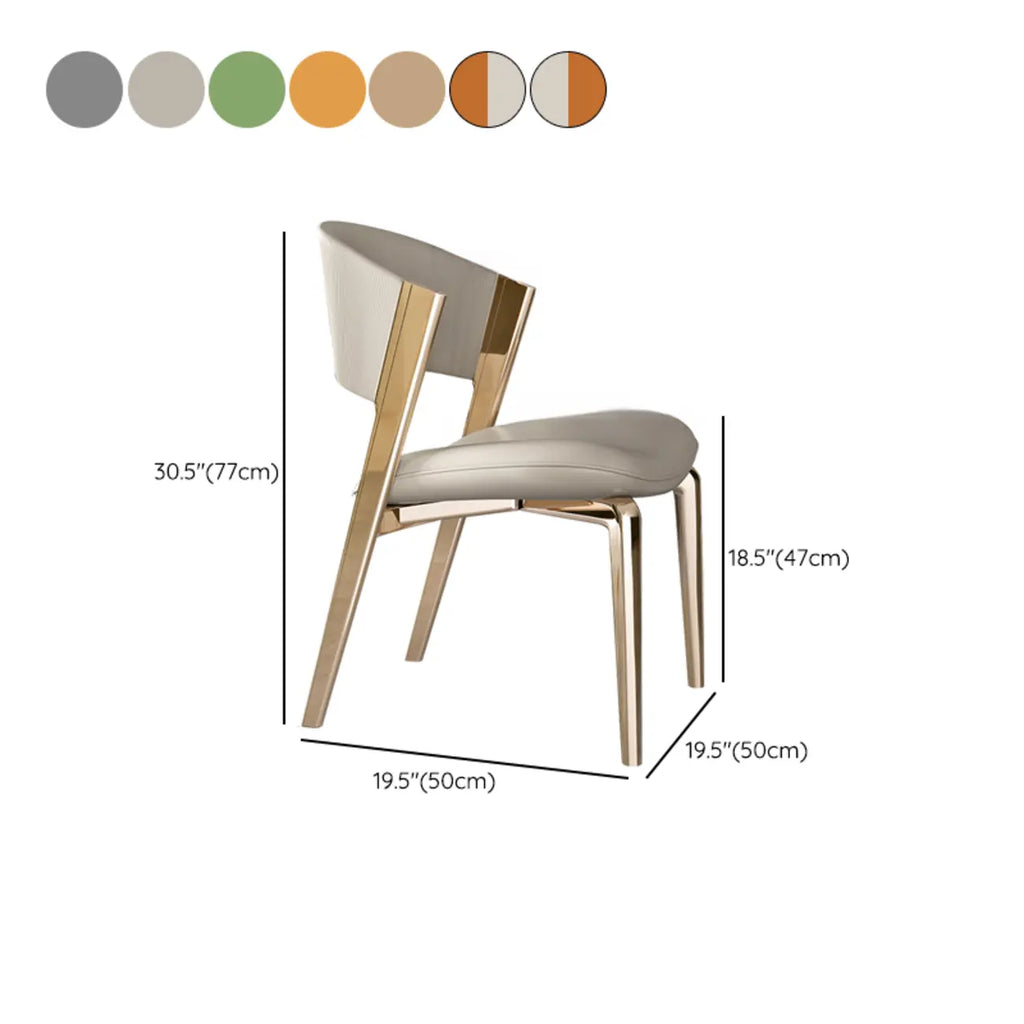 Chaise de salle à manger glamour moderne à dossier bas en similicuir