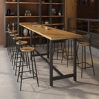 Table de bar à 3 pieds en métal noir avec repose-pieds