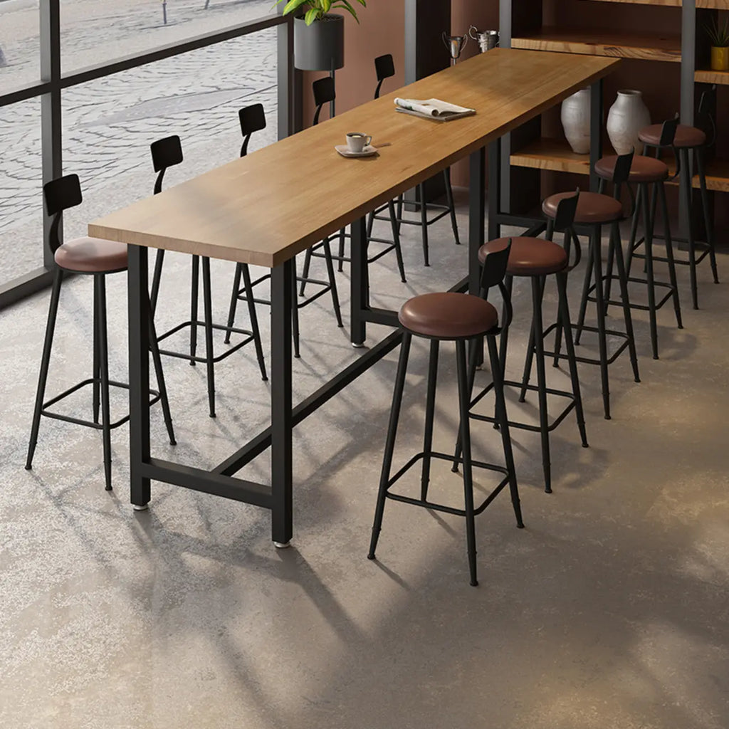 Table de bar à 3 pieds en métal noir avec repose-pieds