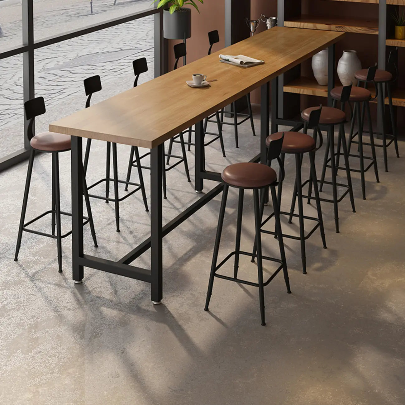Table de bar à 3 pieds en métal noir avec repose-pieds