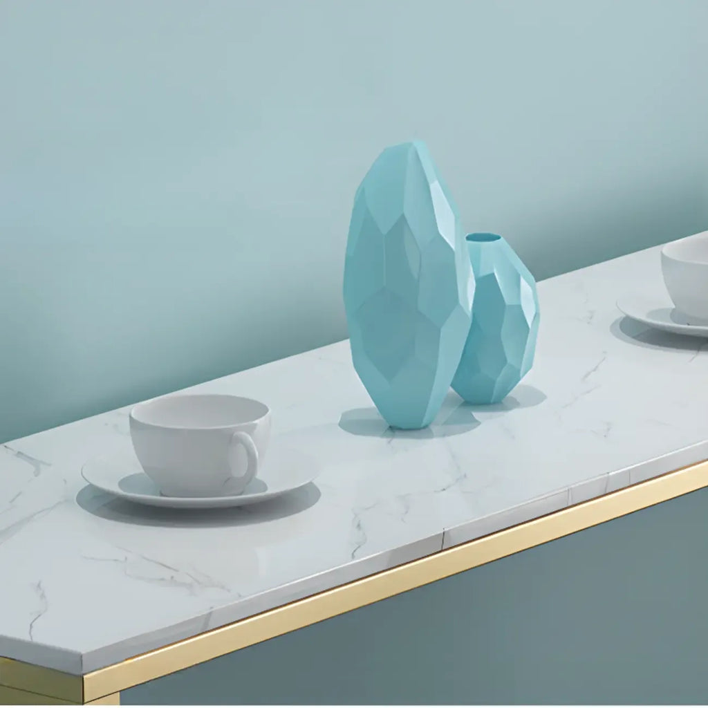 Tables de bar élégantes avec plateau en marbre blanc
