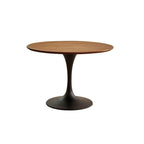 Table de salle à manger ronde décontractée en métal noir et bois