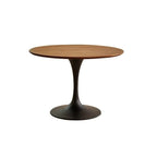 Table de salle à manger ronde décontractée en métal noir et bois