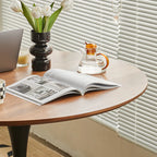 Table de salle à manger ronde décontractée en métal noir et bois