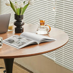 Table de salle à manger ronde décontractée en métal noir et bois