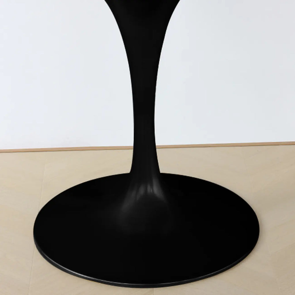 Table de salle à manger ronde décontractée en métal noir et bois