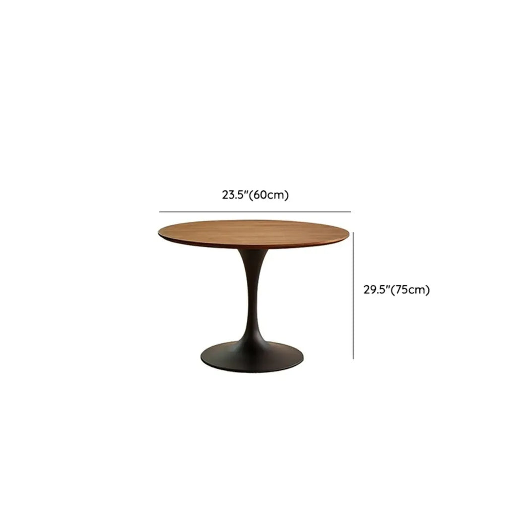 Table de salle à manger ronde décontractée en métal noir et bois