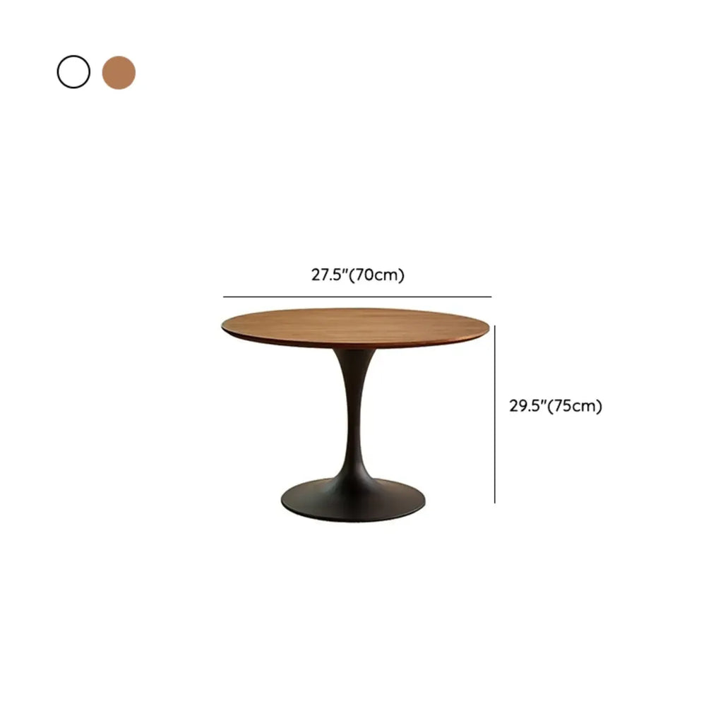 Table de salle à manger ronde décontractée en métal noir et bois