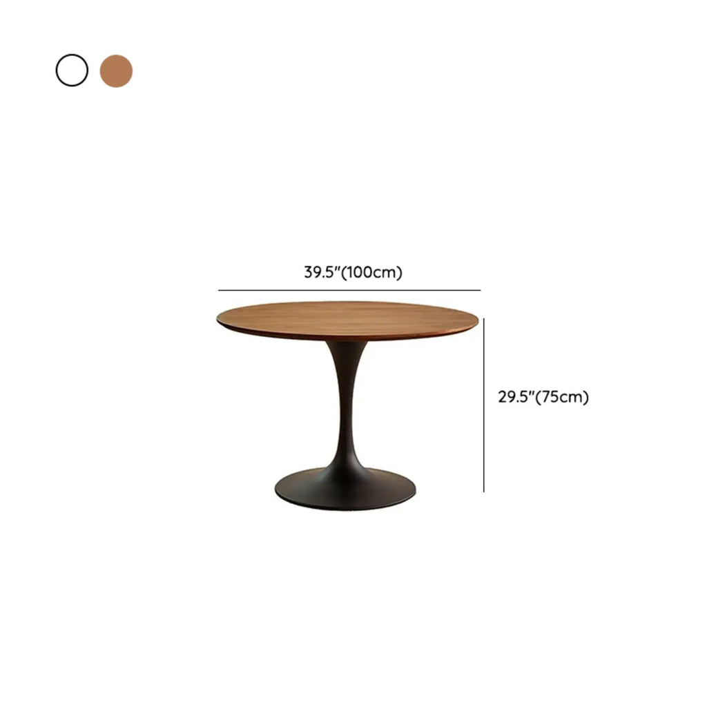 Table de salle à manger ronde décontractée en métal noir et bois