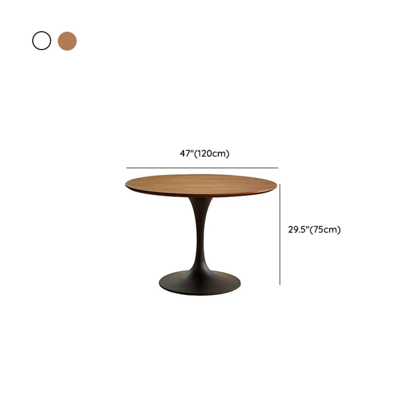 Table de salle à manger ronde décontractée en métal noir et bois