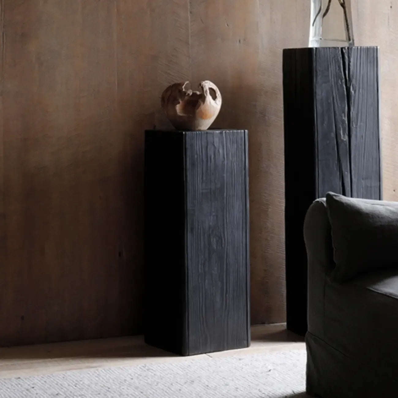 Table d'appoint carrée moderne en pin noir