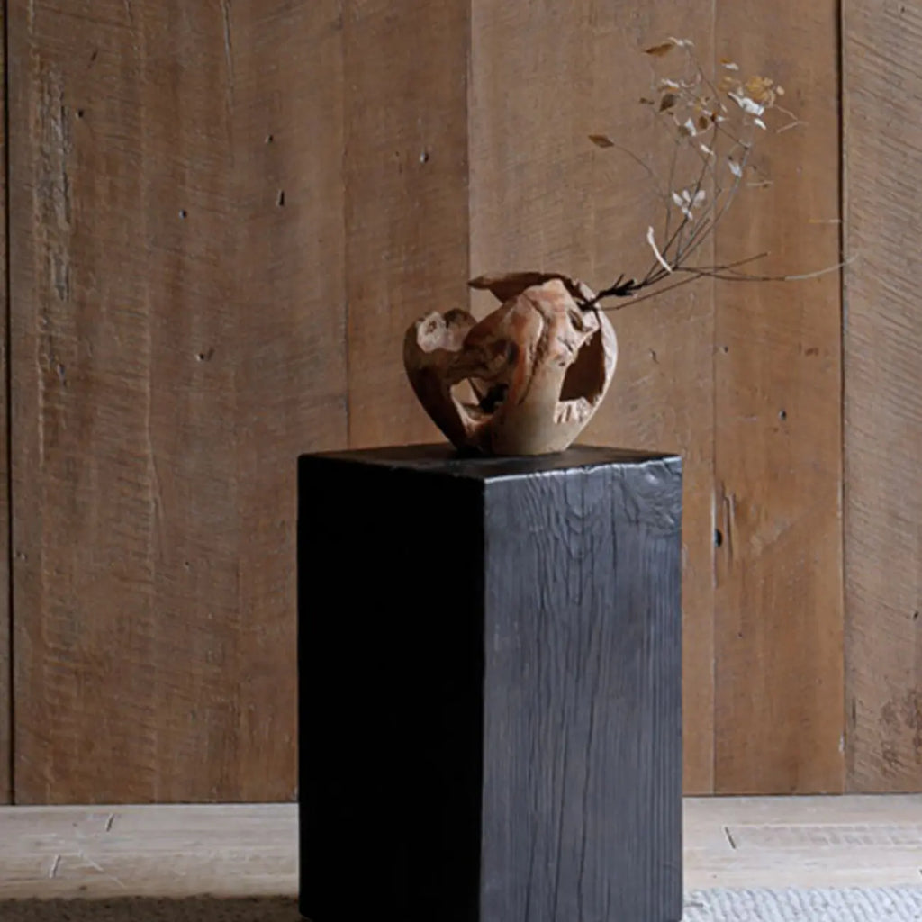 Table d'appoint carrée moderne en pin noir