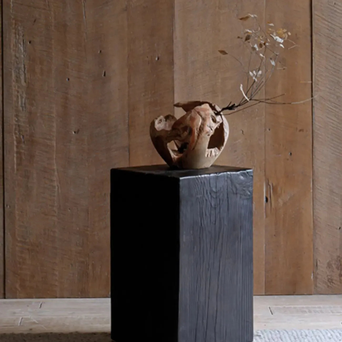 Table d'appoint carrée moderne en pin noir