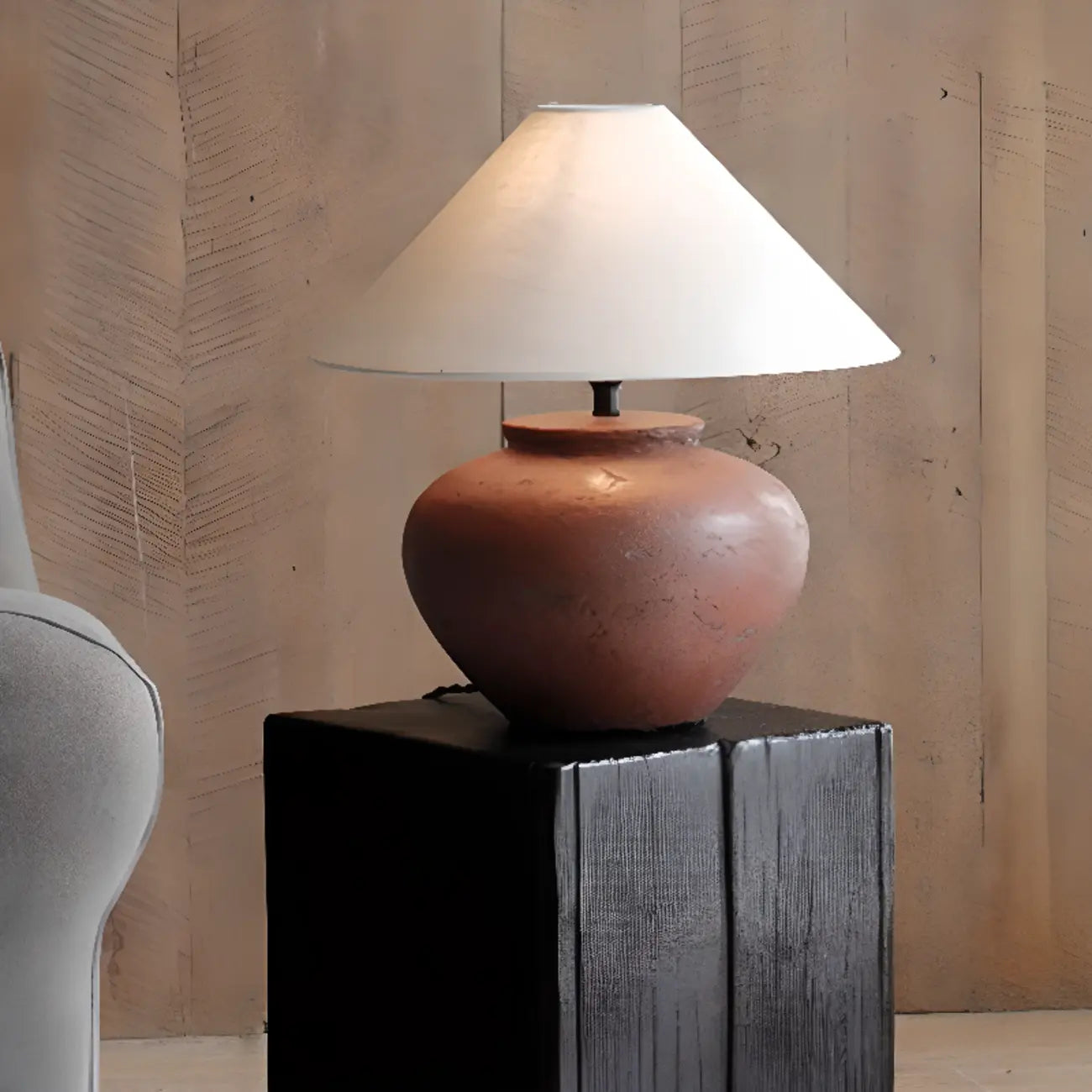 Table d'appoint carrée moderne en pin noir