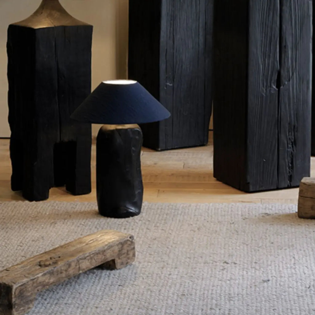 Table d'appoint carrée moderne en pin noir