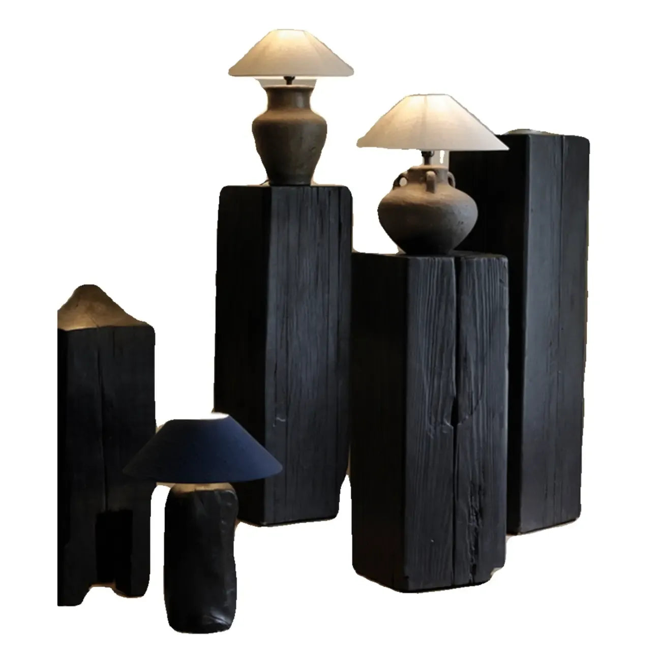 Table d'appoint carrée moderne en pin noir
