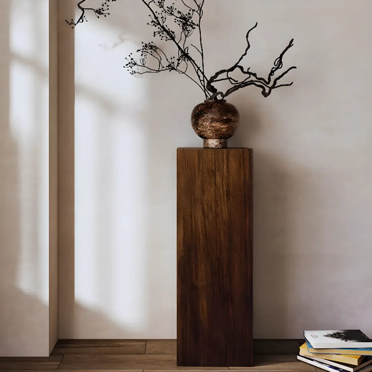 Table d'appoint carrée Pillar en pin rustique
