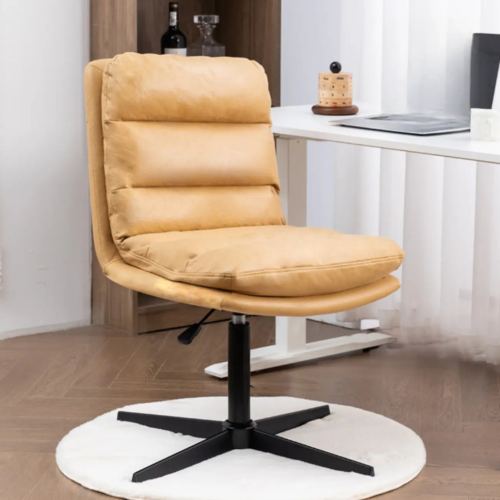 Chaise de bureau réglable décontractée en cuir beige