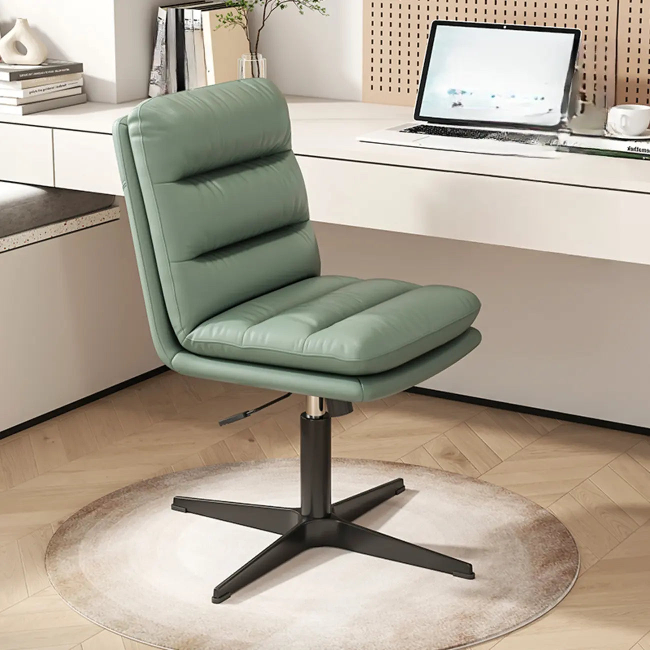 Chaise de bureau réglable décontractée en cuir beige