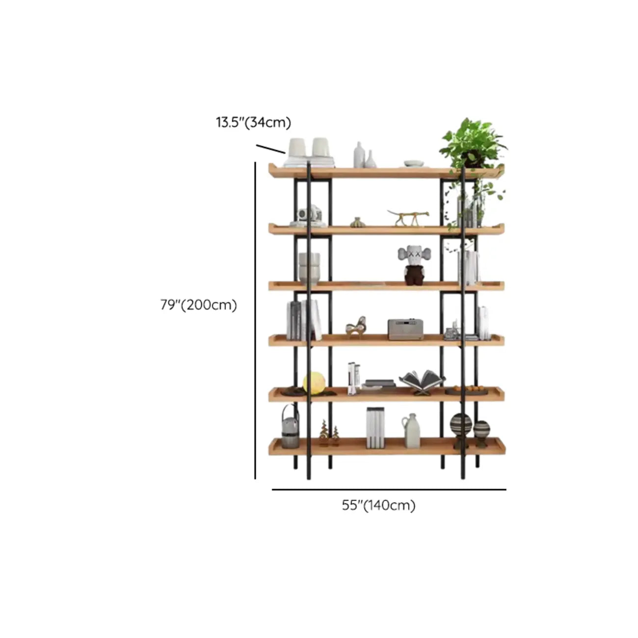 Bibliothèque ouverte moderne en bois à 5 niveaux Etagere