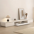 Meuble TV rectangulaire en bois blanc avec 2 tiroirs ventilés