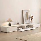 Meuble TV rectangulaire en bois blanc avec 2 tiroirs ventilés