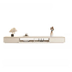 Meuble TV rectangulaire en bois blanc avec 2 tiroirs ventilés