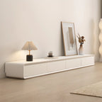 Meuble TV rectangulaire en bois blanc avec 2 tiroirs ventilés