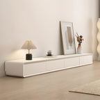 Meuble TV rectangulaire en bois blanc avec 2 tiroirs ventilés