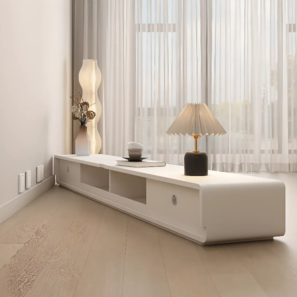 Meuble TV rectangulaire en bois blanc avec 2 tiroirs ventilés