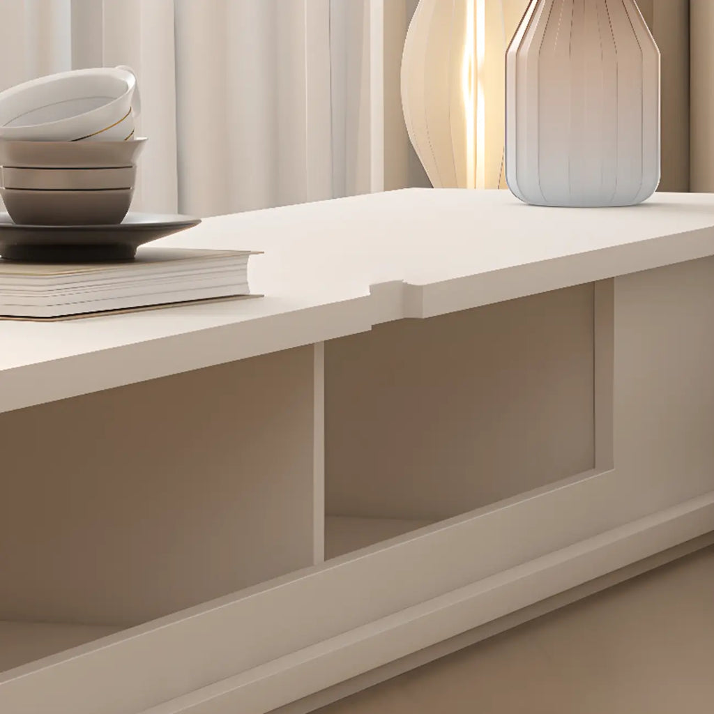 Meuble TV rectangulaire en bois blanc avec 2 tiroirs ventilés