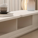 Meuble TV rectangulaire en bois blanc avec 2 tiroirs ventilés