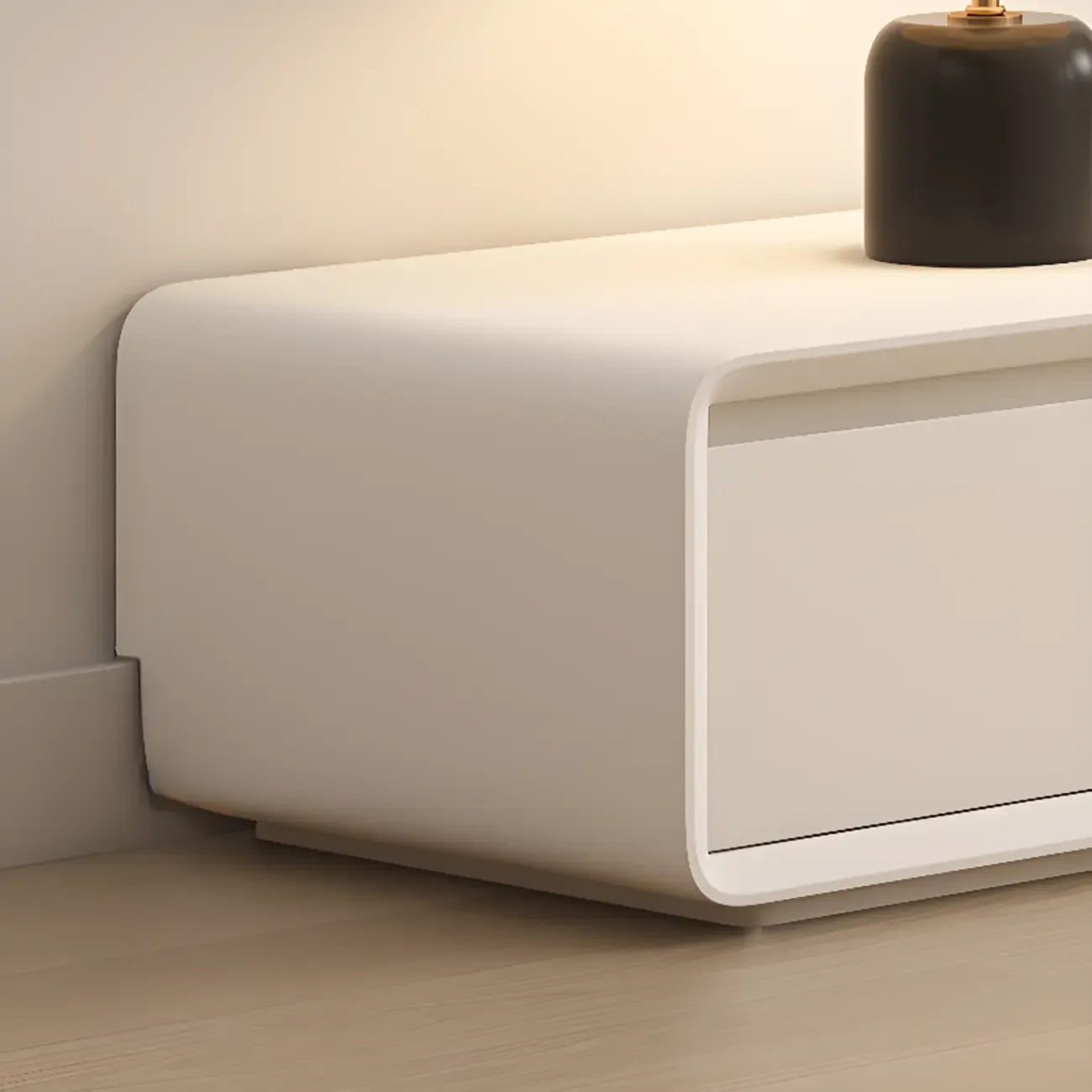 Meuble TV rectangulaire en bois blanc avec 2 tiroirs ventilés