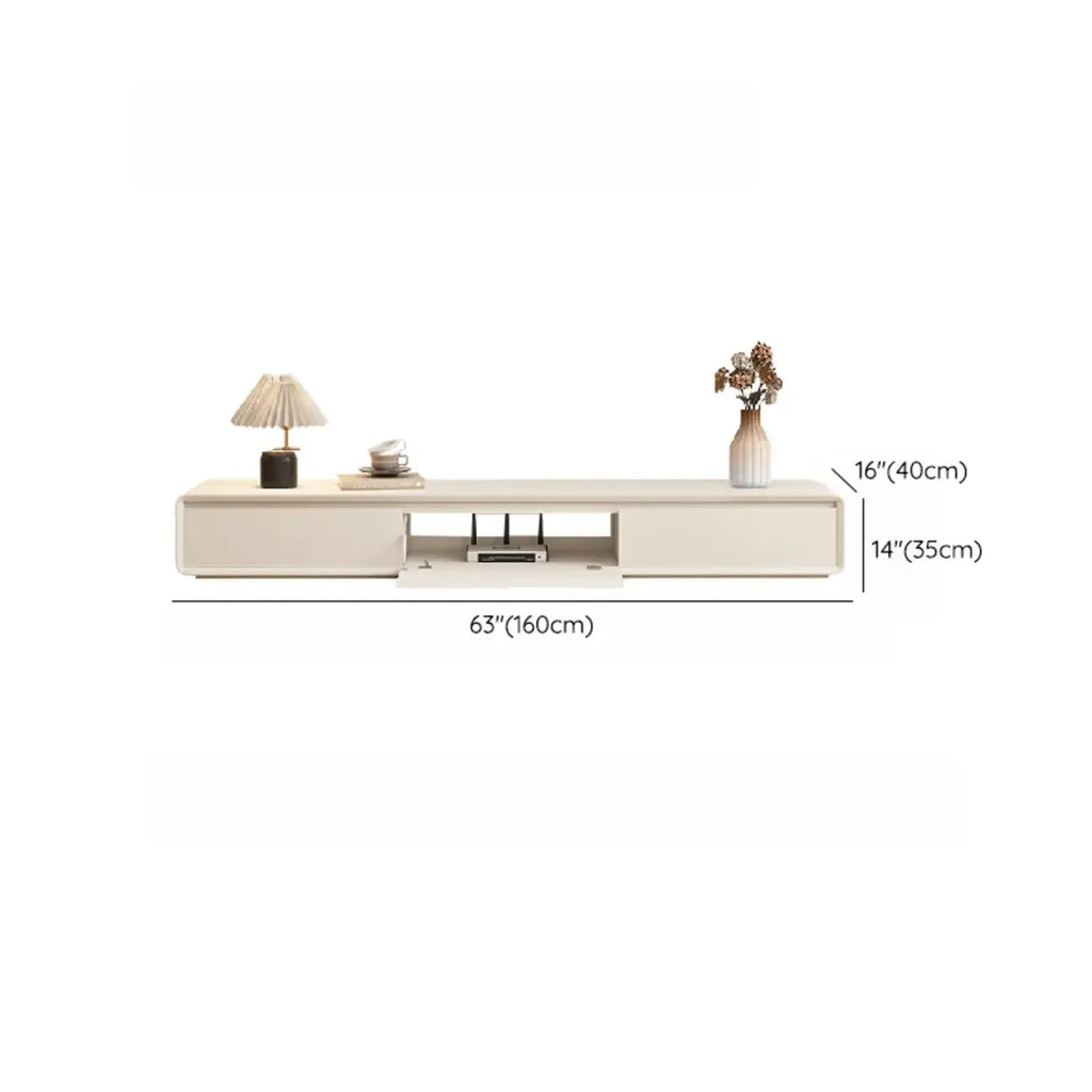 Meuble TV rectangulaire en bois blanc avec 2 tiroirs ventilés