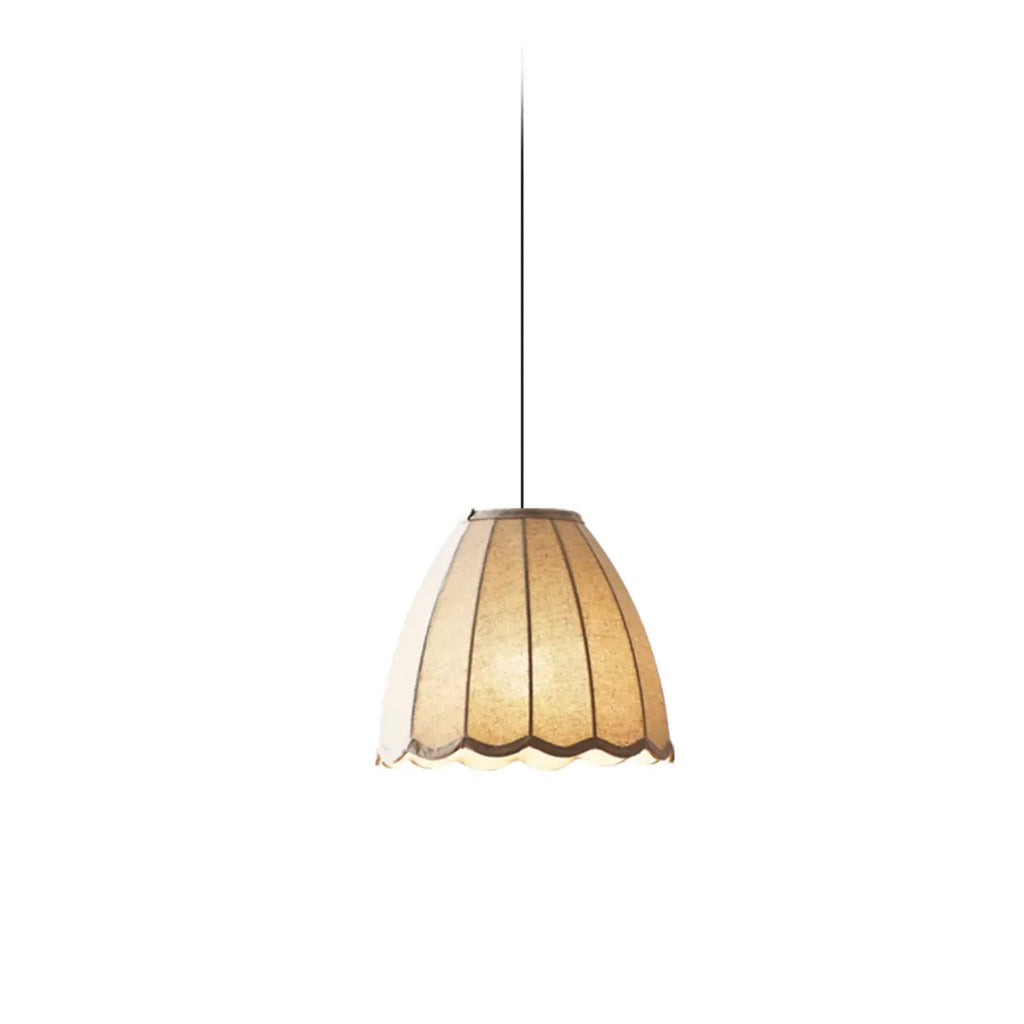 Suspension en tissu beige en forme de cloche