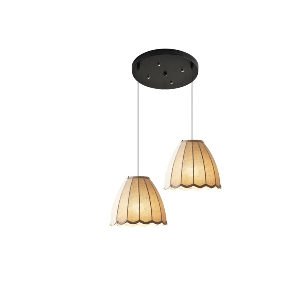 Suspension en tissu beige en forme de cloche