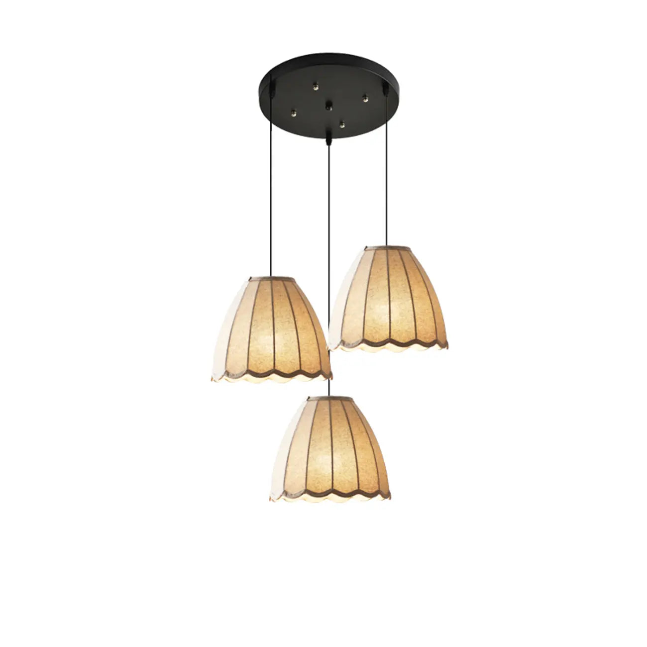 Suspension en tissu beige en forme de cloche