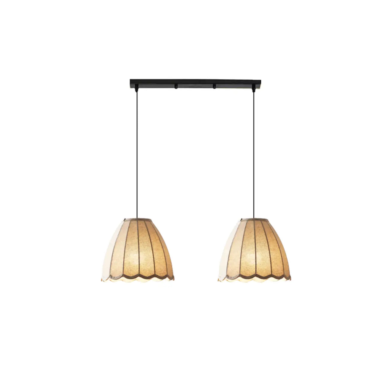 Suspension en tissu beige en forme de cloche