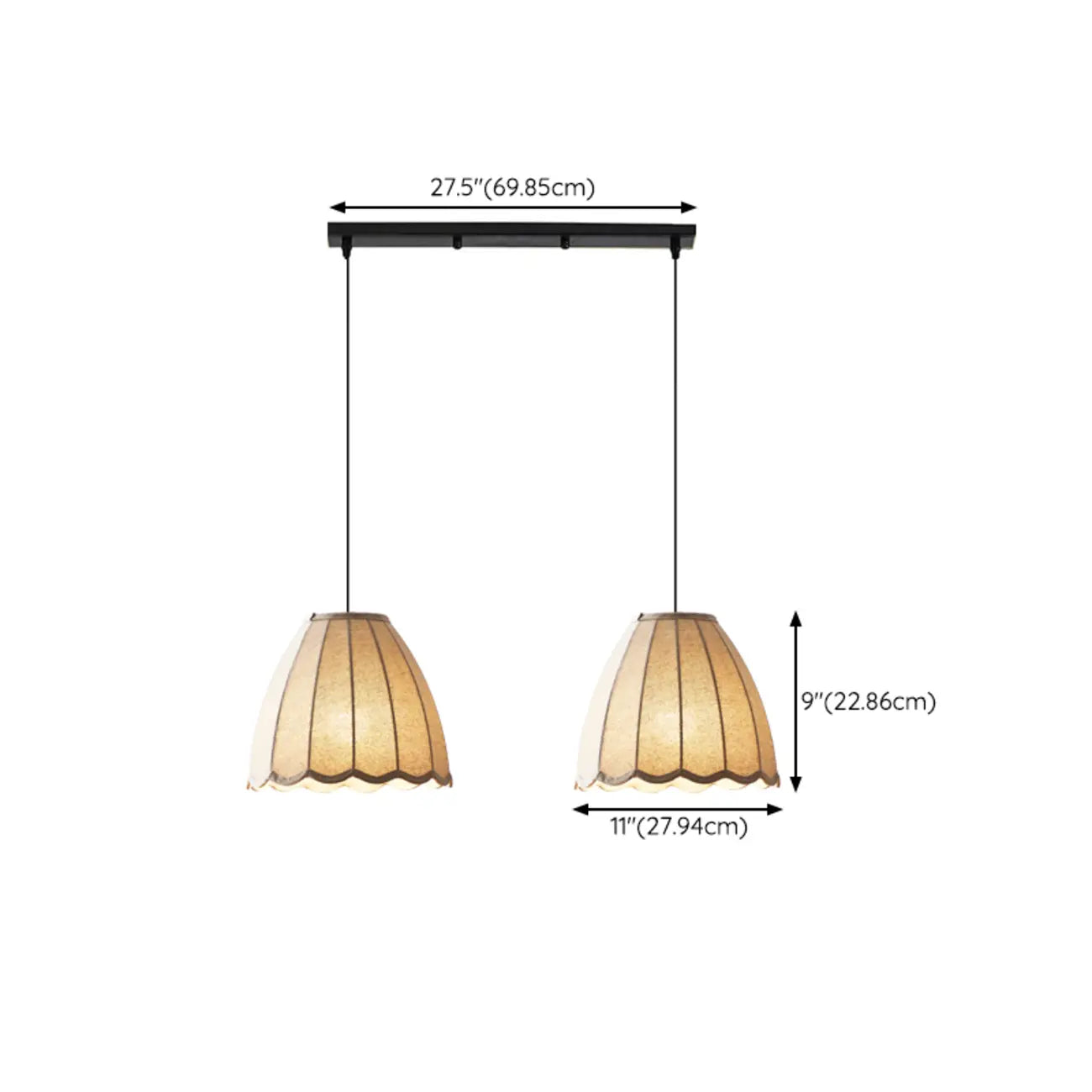 Suspension en tissu beige en forme de cloche