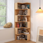 Bibliothèque d'angle en bois à 6 niveaux en forme de L