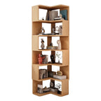 Bibliothèque d'angle en bois à 6 niveaux en forme de L