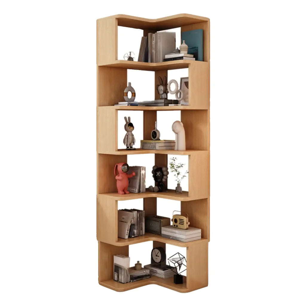 Bibliothèque d'angle en bois à 6 niveaux en forme de L