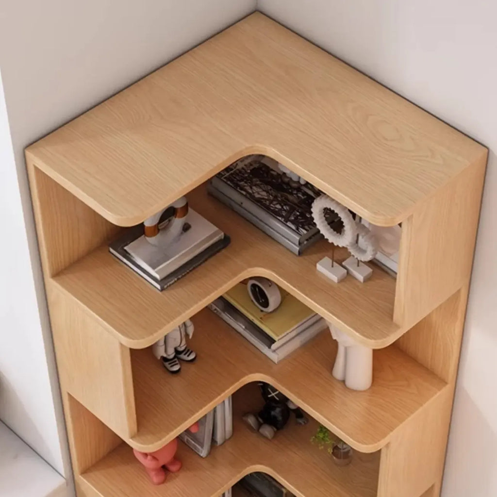 Bibliothèque d'angle en bois à 6 niveaux en forme de L